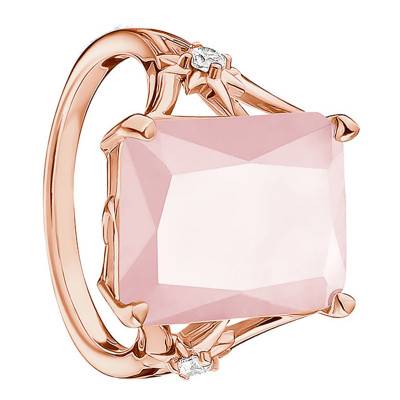 Bague grande pierre rose avec étoile, Argent plaqué or rose - TR2261-417-9 - Thomas Sabo