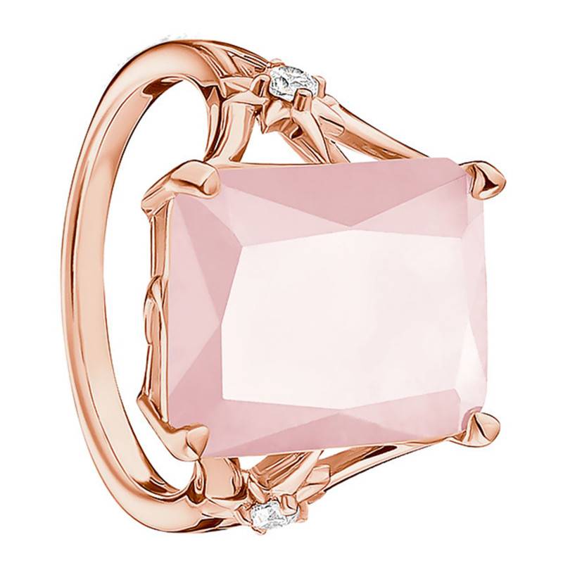 925/1000 Silver Rose Gold-Plated Large Ring & Cushion Pink Stone - TR2261-417-9 - Thomas Sabo