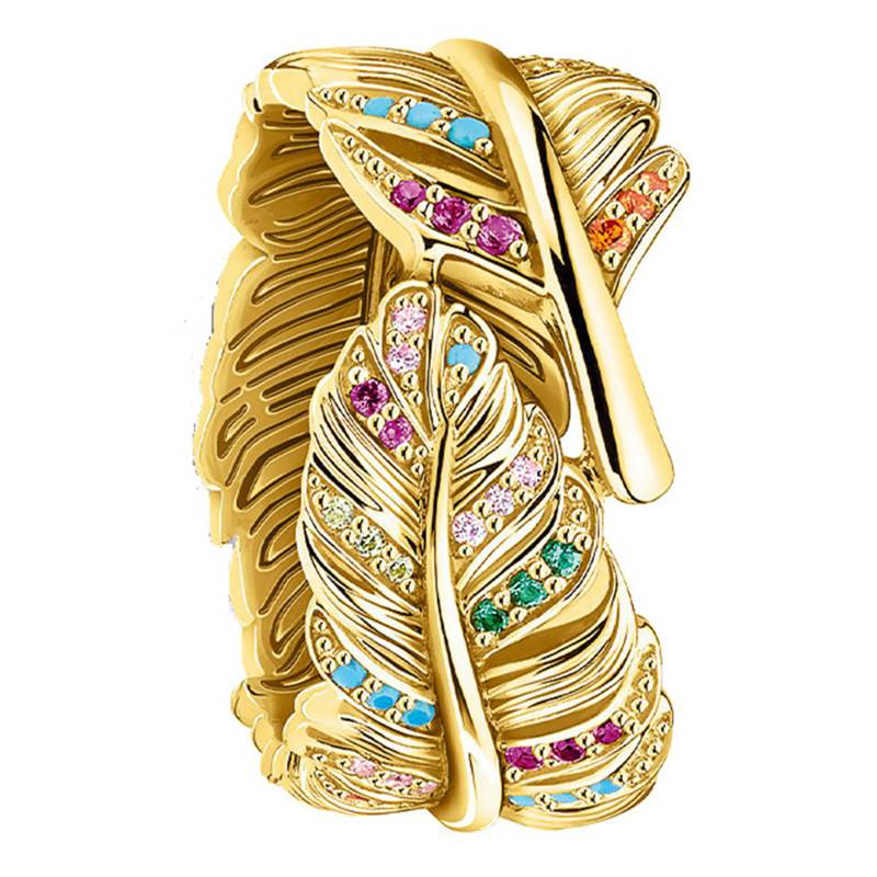 Yellow Gold-Plated Feather Ring - TR2284-488-7 - Thomas Sabo