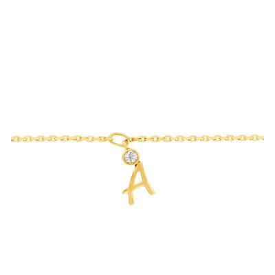 Bracelet Lettre, Or Jaune 375 & Diamant, Longueur 19 cm - Aurora