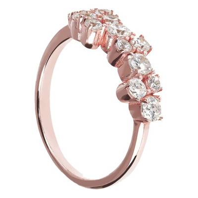 Bague Altissima Fantaisie Scintillante Zircons & Plaqué Or Rose 750 - Taille 58 - Bronzallure