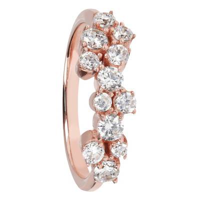 Bague Altissima Fantaisie Scintillante Zircons & Plaqué Or Rose 750 - Taille 58 - Bronzallure
