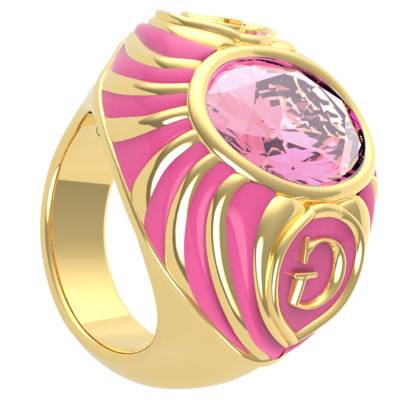 Bague Wild Orchid Pierre Rose Argent Doré JUBS01610YGPK - Guess
