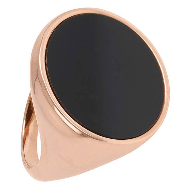 Alba Large Disc Onyx Signet Ring - Size 54 and 56 - Bronzallure