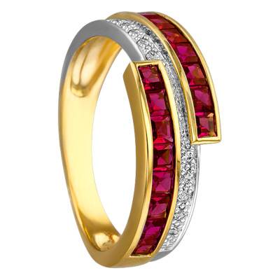Bague Epione 2 Ors 750, Diamants 0,06 ct, Rubis 1,33 ct - Joelli