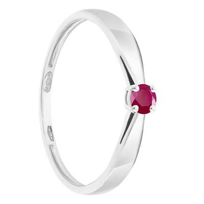 Bague Solitaire Or Blanc 750, Rubis 0,10 ct - Demetra