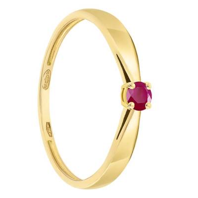 Bague Solitaire Or Jaune 750, Rubis 0,10 ct - Demetra