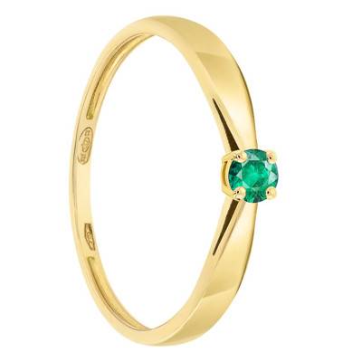 Bague Solitaire Or Jaune 750, Emeraude 0,10ct - Demetra