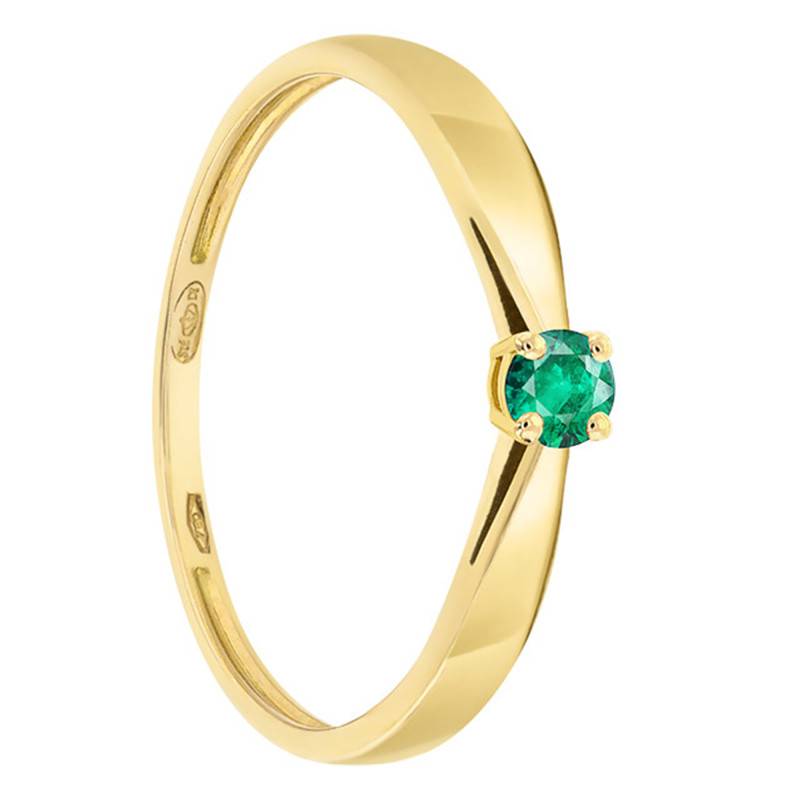 750 Yellow Gold & Emerald 0,10 ct Solitaire Ring - Demetra