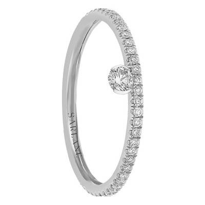 Bague diamant brillant suspendu Etincelle, Or Blanc 750 - Divine