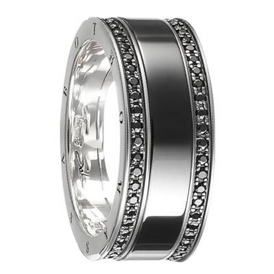 Bague ruban céramique noire & pavé, TR1995-647-11 - Thomas Sabo