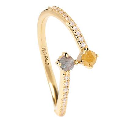 Bague JUNO Villa Doré Zircons et Labradorite - AN01-647-10 - Pdpaola