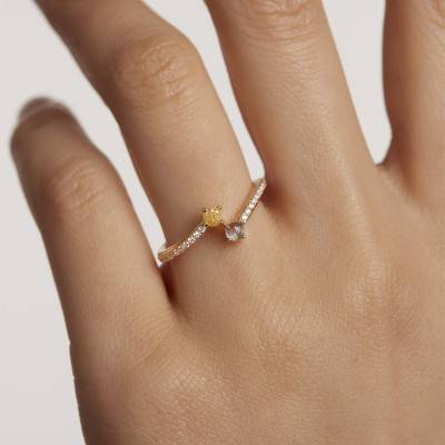 Bague JUNO Villa Doré Zircons et Labradorite - AN01-647-10 - Pdpaola