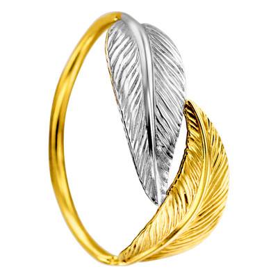 Bague Grande Double Feuilles en 2 Ors 375 - Maison Ballet by Scarlett