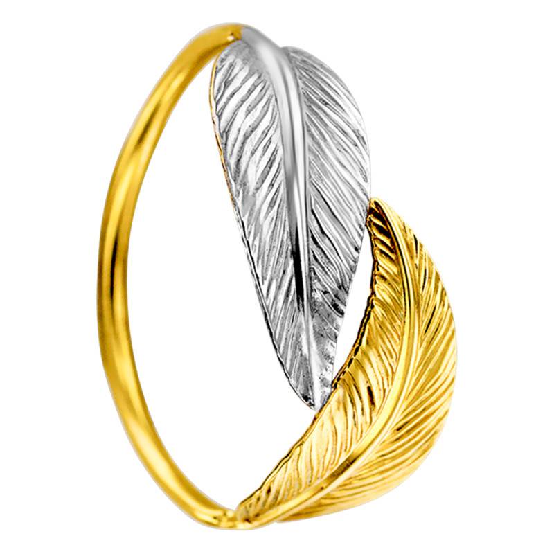 Bague Grande Double Feuilles en 2 Ors 375 - Maison Ballet by Scarlett