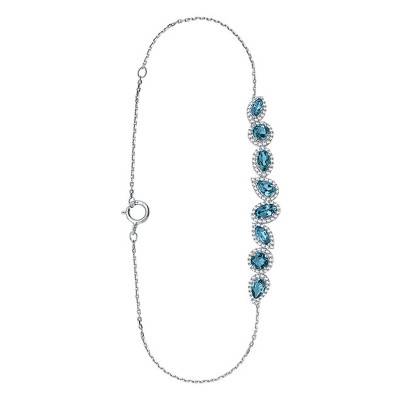 White Gold, Diamond & London Blue Topaz Bracelet 1.99 ct, Length 20 cm - Aurora