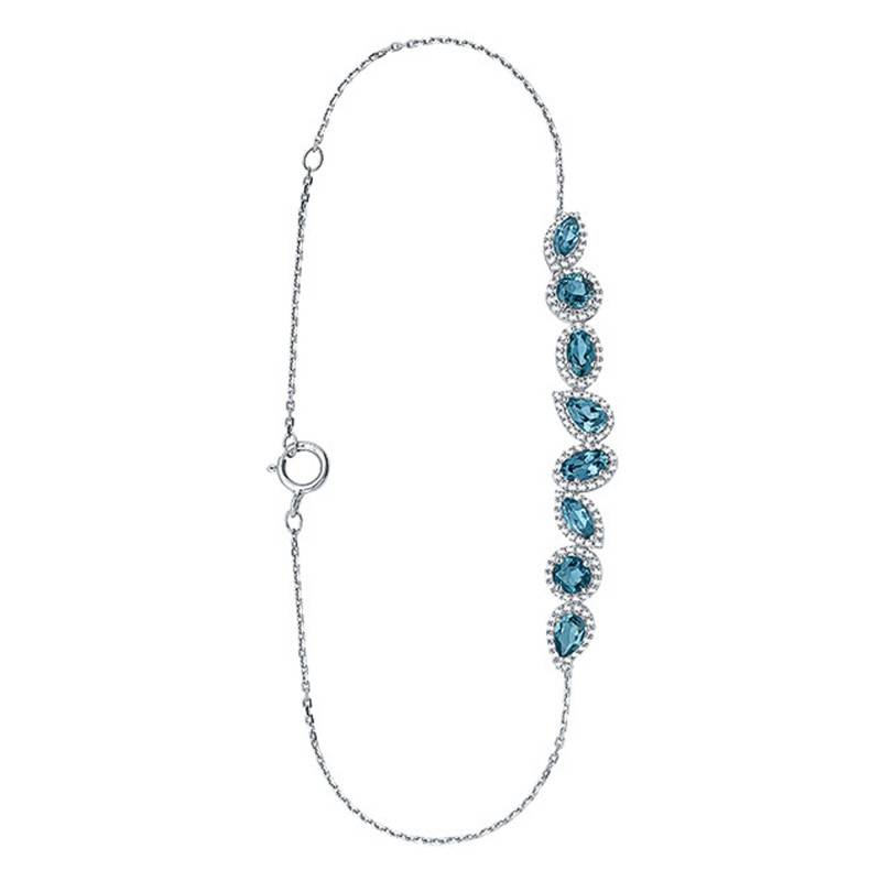White Gold, Diamond & London Blue Topaz Bracelet 1.99 ct, Length 20 cm - Aurora