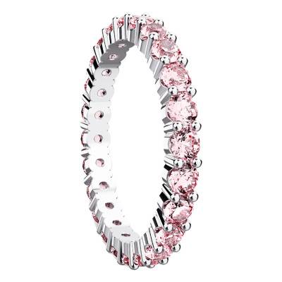 Rhodium-Plated Metal Matrix Ring & Round Pink Crystals - 5658852 - Swarovski
