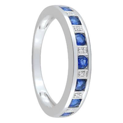 Bague Dama Or Blanc 750, Saphirs 0,58 ct, Diamants 0,018 ct - Joelli