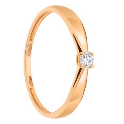 Bague Solitaire Diamant 0.07ct & Or Rose 750 - Demetra