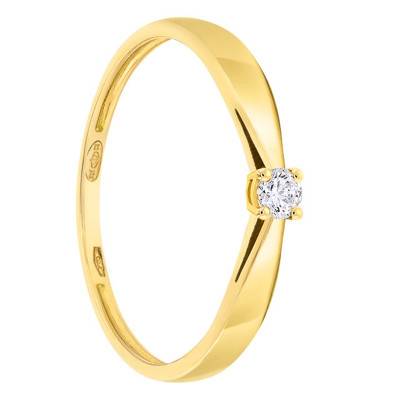 18K Yellow Gold 0.07 ct Diamond Solitaire Ring - Demetra