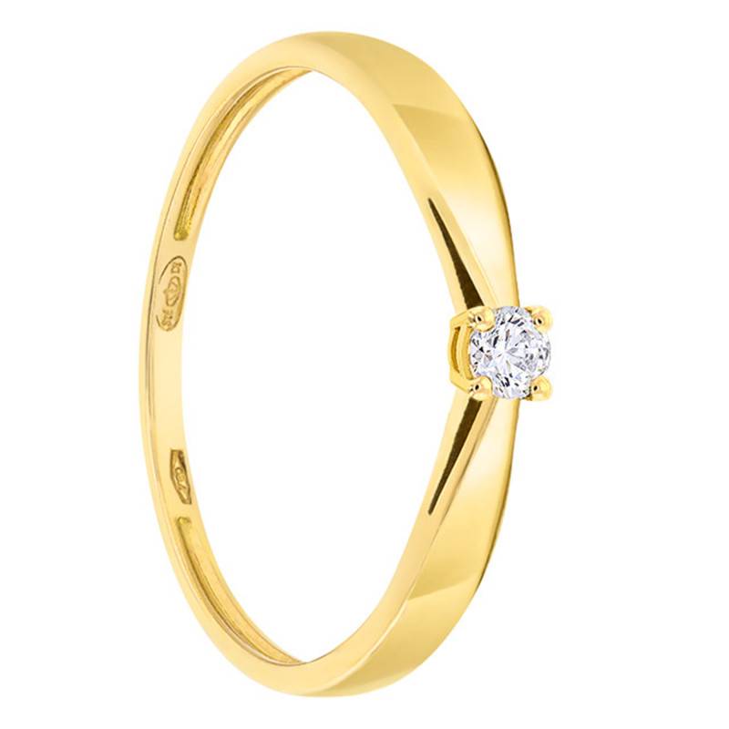 18K Yellow Gold 0.07 ct Diamond Solitaire Ring - Demetra