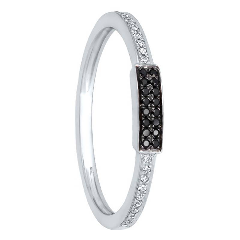 375/1000 or 750/1000 White Gold & White and Black Diamond Ring - Kundan