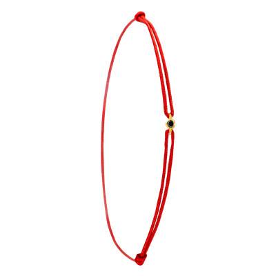 Bracelet Cordon Rouge, Diamant Noir et Or Jaune 750 - Aurora