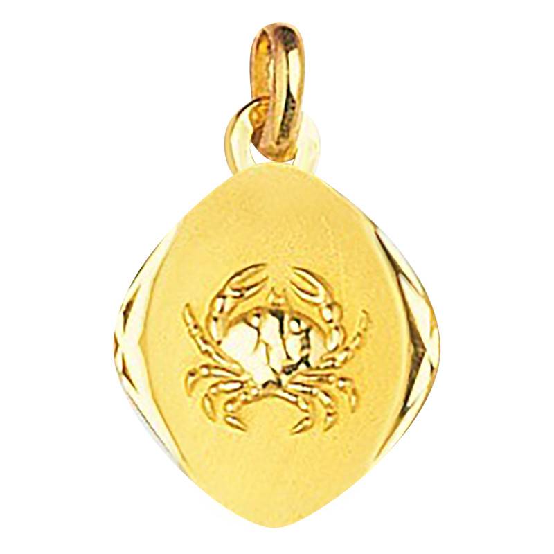 750 Yellow Gold Faceted Cancer Zodiac Sign Medal - Emanessence