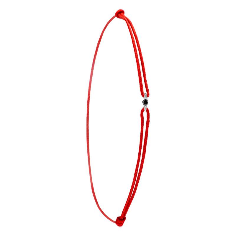 Red Cord Bracelet in 750/1000 White Gold & Black Diamond - Aurora