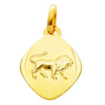 Médaille Zodiaque Facettée Lion en Or Jaune 375 - Emanessence