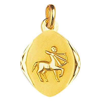 Faceted 750 Yellow Gold Sagittarius Zodiac Medal - Emanessence
