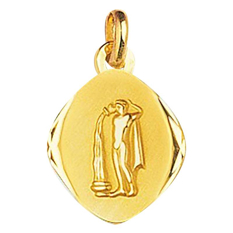 Emanessence Faceted 750/1000 Yellow Gold Aquarius Zodiac Medal - Emanessence