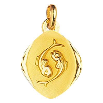 Faceted 750/1000 Yellow Gold Pisces Zodiac Medal - Emanessence
