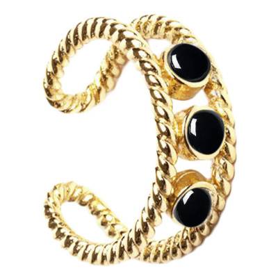 Bague Alexia dorée et onyx - Emma & Chloé