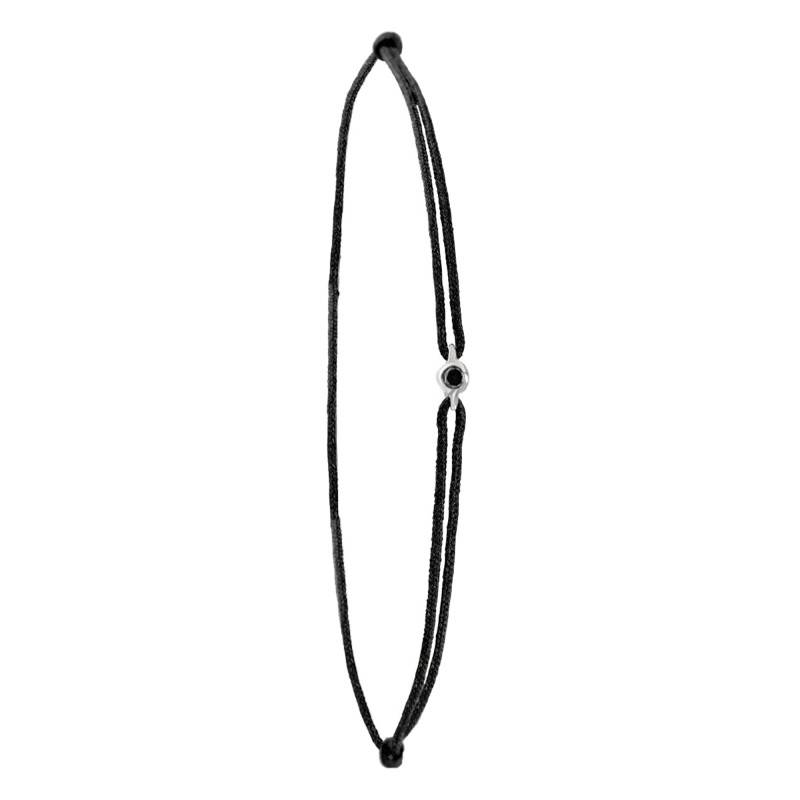 Black Cord Bracelet in 750/1000 White Gold & Black Diamond - Aurora