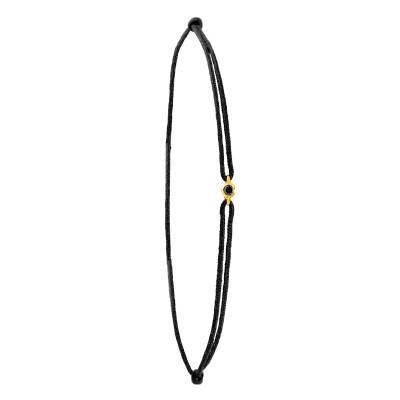Bracelet Cordon Noir, Diamant Noir & Or Jaune 750 - Aurora