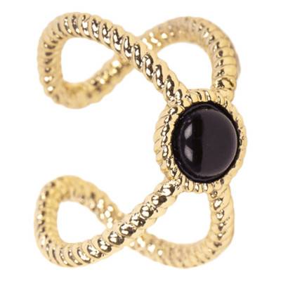 Bague Amber dorée et onyx - Emma & Chloé