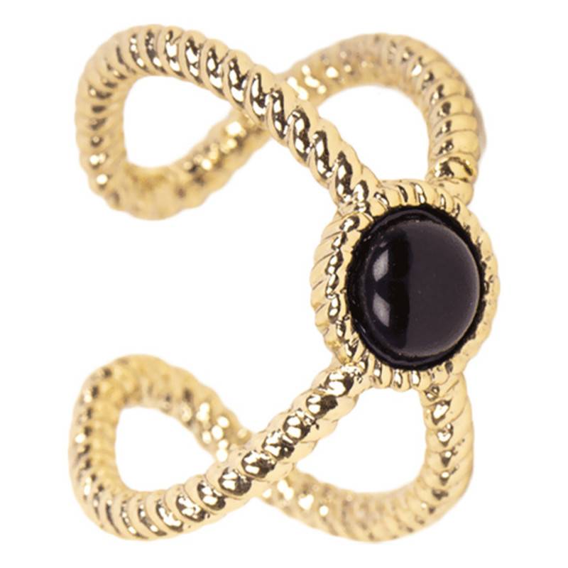 Gold-Plated Onyx Amber Ring - Emma & Chloé