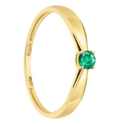 Bague Solitaire Or Jaune 750, Emeraude 0,15ct - Demetra