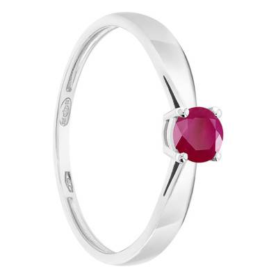 Bague Solitaire Or Blanc 750, Rubis 0,30 ct - Demetra