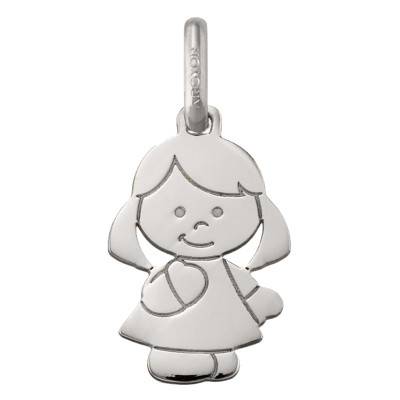 750/1000 White Gold Smiling Little Girl Pendant - Argyor
