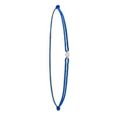 Blue Cord Bracelet in 750/1000 White Gold & Diamond - Emanessence