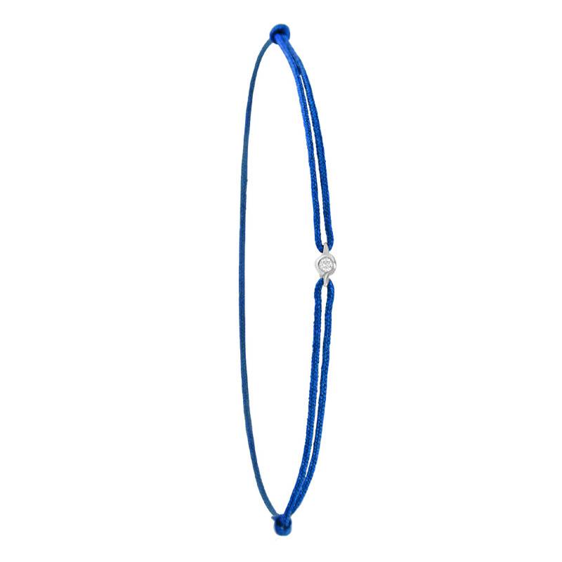 Blue Cord Bracelet in 750/1000 White Gold & Diamond - Emanessence