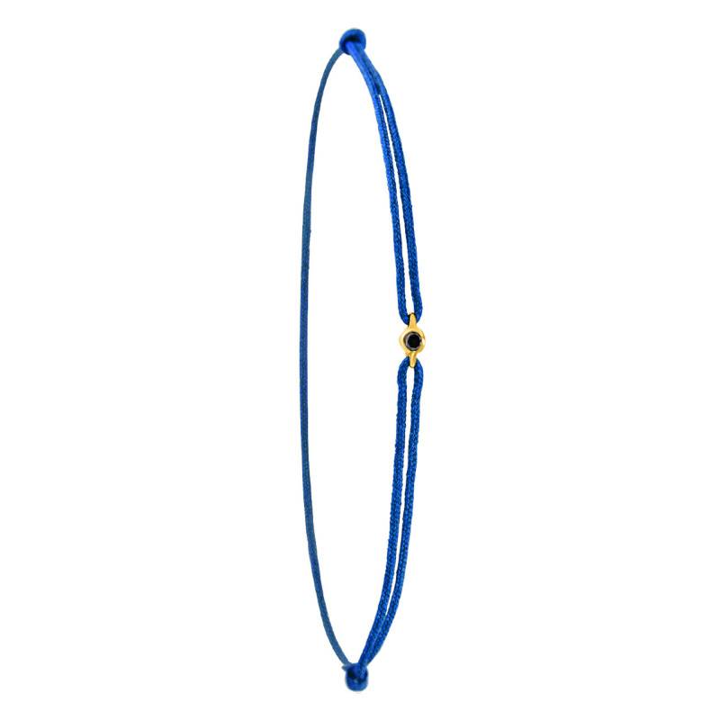 Blue Cord Bracelet in 750/1000 Yellow Gold & Black Diamond - Aurora