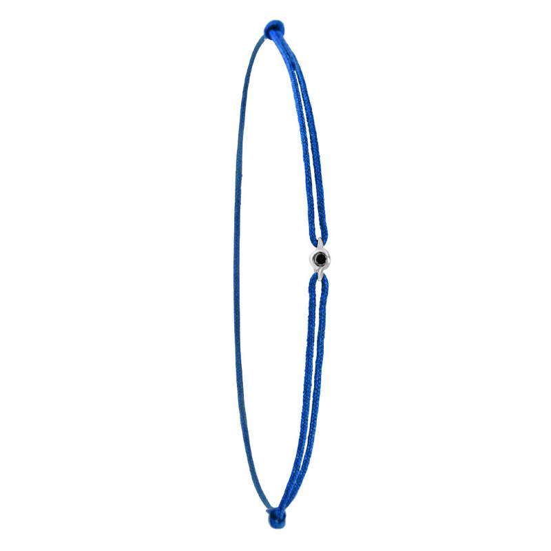 Blue 750/1000 White Gold Cord Bracelet & Black Diamond - Aurora