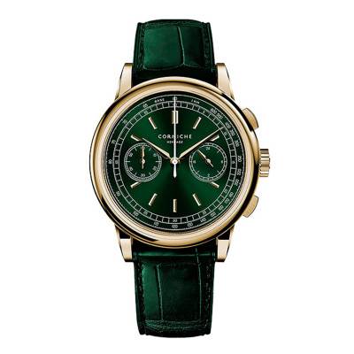 Heritage Chronograph Yellow Gold 750/1000 Watch with Green Dial - Corniche