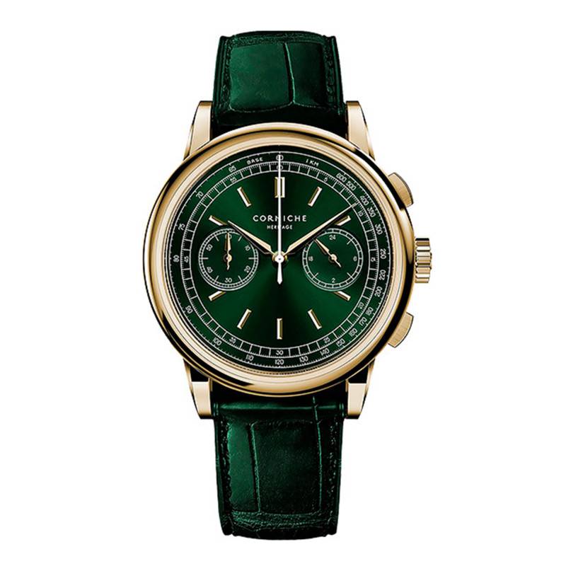 Heritage Chronograph Yellow Gold 750/1000 Watch with Green Dial - Corniche