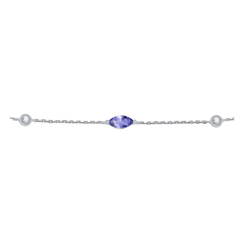 375 White Gold Tanzanite & Diamond Bracelet, Length 16 cm to 18 cm - Aurora
