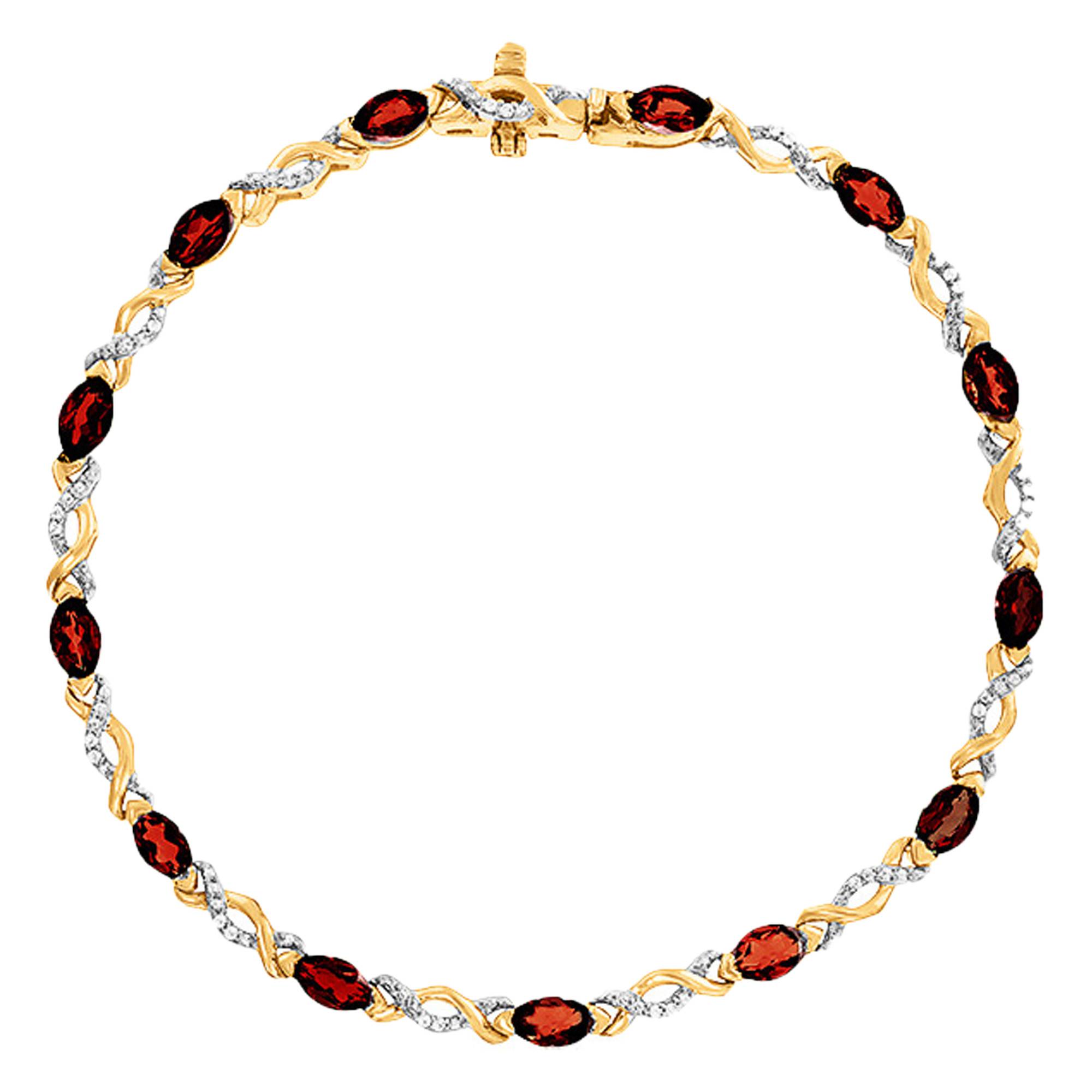 Bracelet Ancien Plaqué Or Jaune Et Blanc Avec Grenat - Bijou Vintage Luxe - Longueur ~17.5 Cm - Superbe état